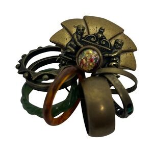 Vintage Jan Michaels Brass Tone Multi-Color Statement Brooch